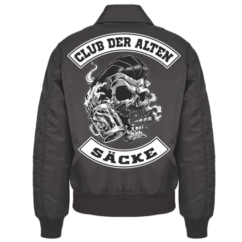 Spaß Kostet Herren CWU Bomberjacke mit Kragen Club der alten Säcke Rentner Opa Geschenk Biker Größe S bis 7XL von Spaß Kostet