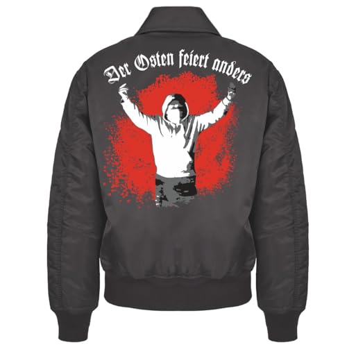 Spaß Kostet Herren CWU Bomberjacke mit Kragen Ostdeutschland Der Osten feiert anders Ossi Hooligans Größe S bis 7XL von Spaß Kostet