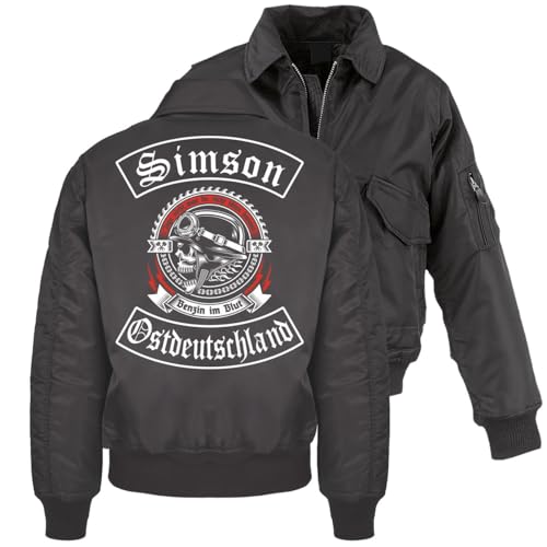 Spaß Kostet Herren CWU Bomberjacke mit Kragen Simson Ostdeutschland Motorradjacke Simme von Spaß Kostet