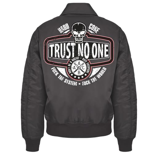 Spaß Kostet Herren CWU Bomberjacke mit Kragen TRUST NO ONE Hardcore Revolution Crew Biker Anti Größe S bis 7XL von Spaß Kostet