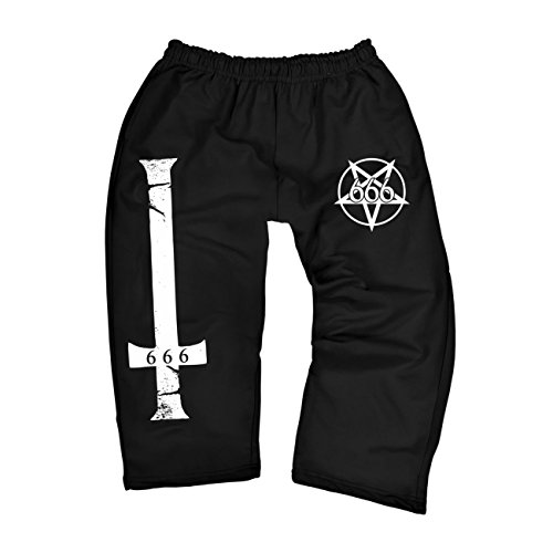 Spaß Kostet Herren Dreiviertel 3/4 Jogginghose Antichrist Kreuz Pentagram 666 Devil Satan von Spaß Kostet
