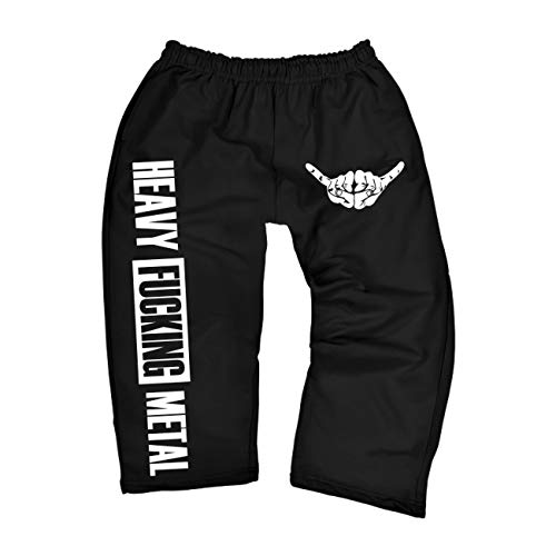 Spaß Kostet Herren Dreiviertel 3/4 Jogginghose Heavy Fucking Metal devilshand 666 hell Black von Spaß Kostet