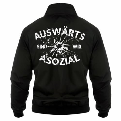 Spaß Kostet Herren Harrington Jacke Auswärts sind wir Asozial Konzerte Fussball Ultras motiv von Spaß Kostet