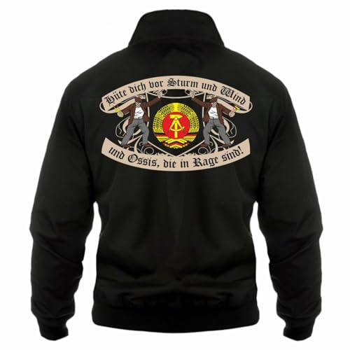 Spaß Kostet Herren Harrington Jacke DDR Hüte dich vor Sturm und Wind und Ossis die in Rage sind (mit Rückendruck) Größe S - 5XL von Spaß Kostet