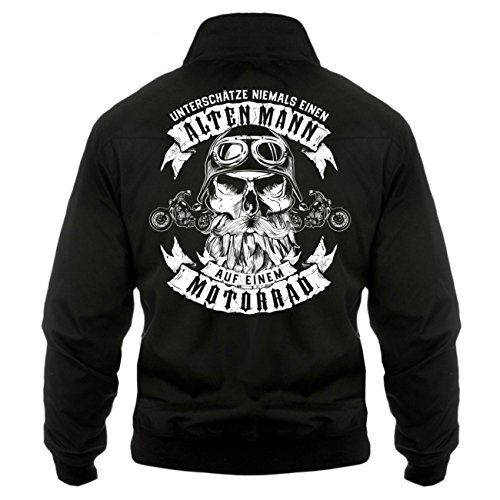 Spaß Kostet Herren Harrington Jacke Unterschätze niemals einen alten Mann auf Motorrad BIKER von Spaß Kostet