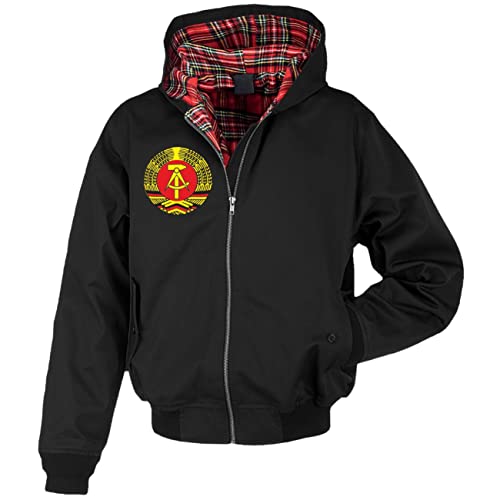 Spaß Kostet Herren Harrington Jacke mit Kapuze DDR Hüte dich vor Sturm und Wind und Ossis die in Rage sind (mit Rückendruck) Größe S - 5XL von Spaß Kostet