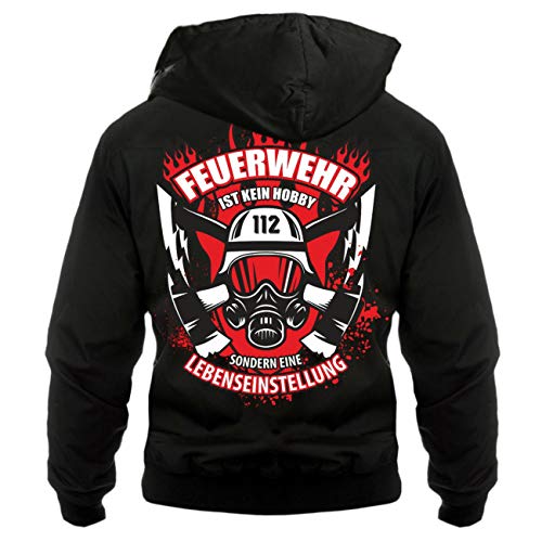 Spaß Kostet Herren Harrington Jacke mit Kapuze Feuerwehr Sprüche Lebenseinstellung 112 FFW von Spaß Kostet