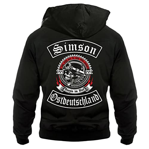 Spaß Kostet Herren Harrington Jacke mit Kapuze Simson Motive Ostdeutschland jungs Motorrad von Spaß Kostet