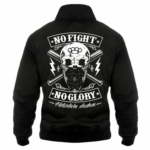 Spaß Kostet Herren Harringtonjacke Natürliche Auslese no fight no glory pain hardcore skull von Spaß Kostet