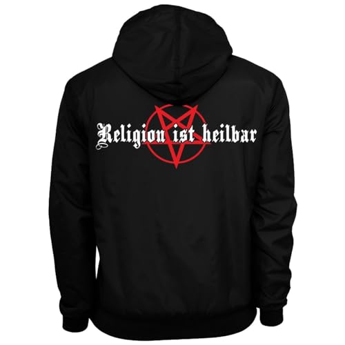 Spaß Kostet Herren Regenjacke Religion ist heilbar schwarz rot black heavy metal Größe S - 5XL von Spaß Kostet