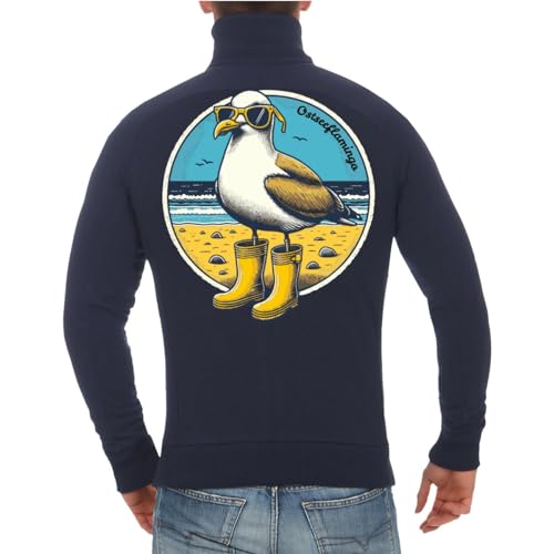 Spaß Kostet Herren Jacke Sweatjacke Ostseeflamingo Möwen ahoi moin Meer von Spaß Kostet