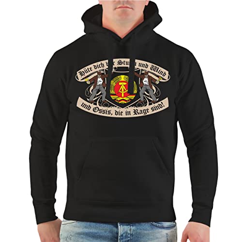 Spaß Kostet Herren Kapuzenpullover DDR Hüte Dich vor Sturm und Wind und Ossis die in Rage sind von Spaß Kostet