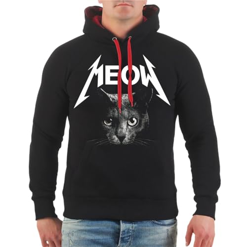 Spaß Kostet Herren Kapuzenpullover Meow Cat Katze Hoodie MIAU Heavy Metal Bands Merch von Spaß Kostet