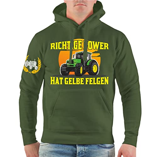 Spaß Kostet Herren Kapuzenpullover Traktor Sprüche Richtige Power hat gelbe Felgen Trekker von Spaß Kostet