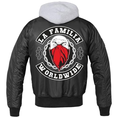 Spaß Kostet Herren MA1 Bomberjacke mit Kapuze gefüttert Winter Version La Familia Germany WORLDWIDE Größe S bis 7XL von Spaß Kostet