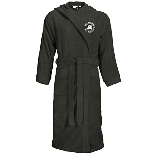 Spaß Kostet Bademantel Frottee mit Kapuze Give Respect to get Respect Größe S bis XXXL, Größe:XXL/3XL, Farbe:dunkelgrau von Spaß Kostet