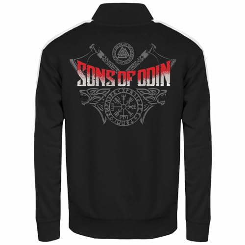 Spaß Kostet Herren Männer Trainingsjacke Sons of Odin Valhalla Vegvisir sportjacke streifen von Spaß Kostet