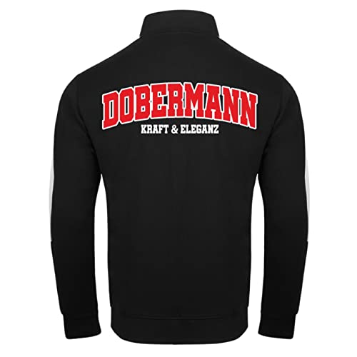 Spaß Kostet Herren Männer Trainingsjacke mit Streifen Dobermann Kraft & Eleganz sweatjacke von Spaß Kostet