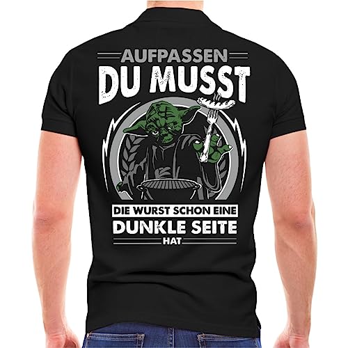 Spaß Kostet Herren Poloshirt Polohemd Grillen Motiv Die Wurst Schon eine dunkle Seite hat (mit Rückendruck) Größe S - 5XL von Spaß Kostet