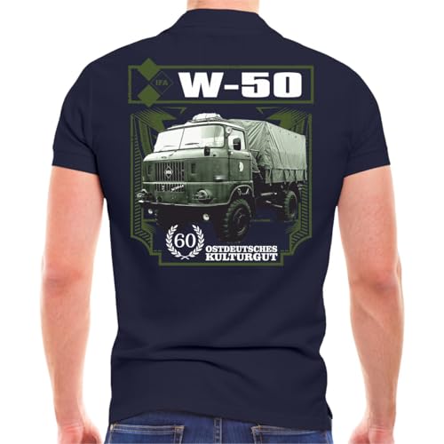 Spaß Kostet Herren Poloshirt Polohemd W50 (Rückendruck) LKW 60 Jahre IFA DDR Größe S - 5XL von Spaß Kostet