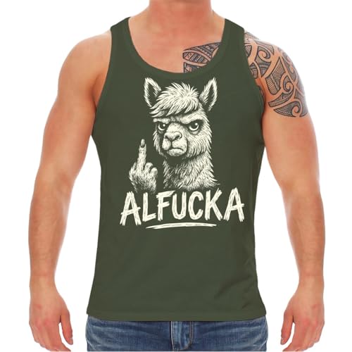Spaß Kostet Herren Tanktop lustiges Alpaka Motiv Alfucka Mittelfinger Größe S - 5XL von Spaß Kostet