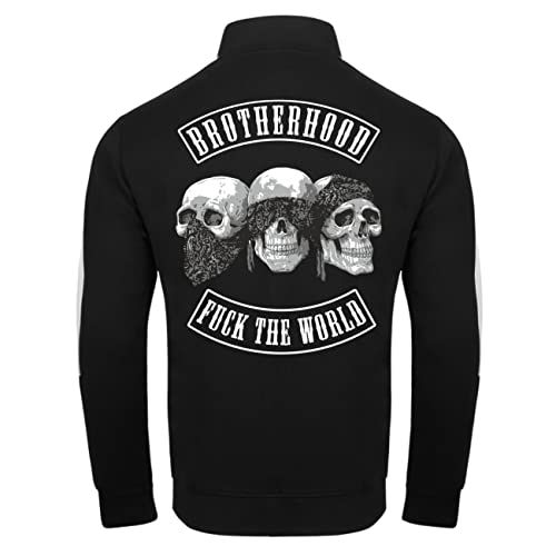 Spaß Kostet Herren Trainingsjacke La Familia Totenkopf Patch Brotherhood Fuck the World von Spaß Kostet