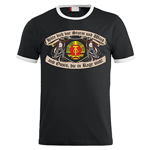 Spaß Kostet Herren Tshirt DDR Motiv Hüte Dich vor Sturm und Wind und Ossis die in Rage sind Größe S - 5XL von Spaß Kostet