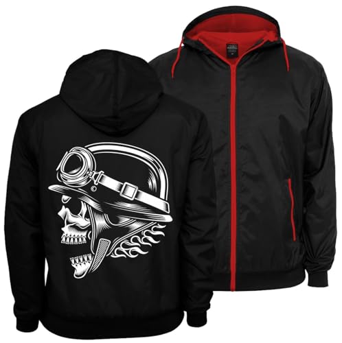 Spaß Kostet Herren Windbreaker Regenjacke Biker Totenkopf Windjacke mit Kapuze Schädel Motiv Größe S - 5XL von Spaß Kostet