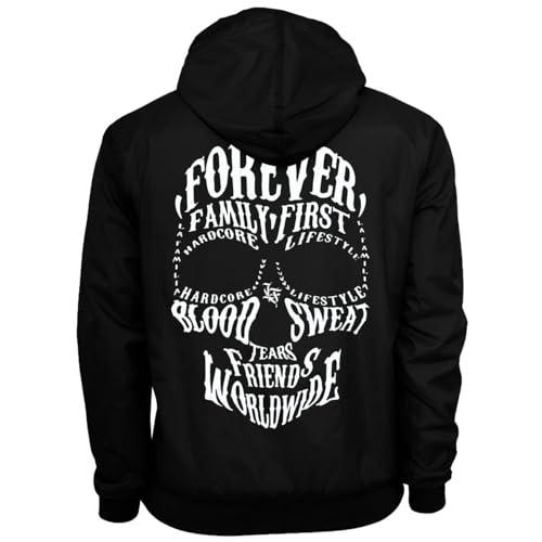 Spaß Kostet Herren Windbreaker Regenjacke La Familia Skull Tattoo Windjacke mit Kapuze Größe S - 5XL von Spaß Kostet