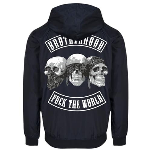 Spaß Kostet Herren Windbreaker Regenjacke MC Club Patch Totenkopf Windjacke mit Kapuze Größe S - 5XL von Spaß Kostet