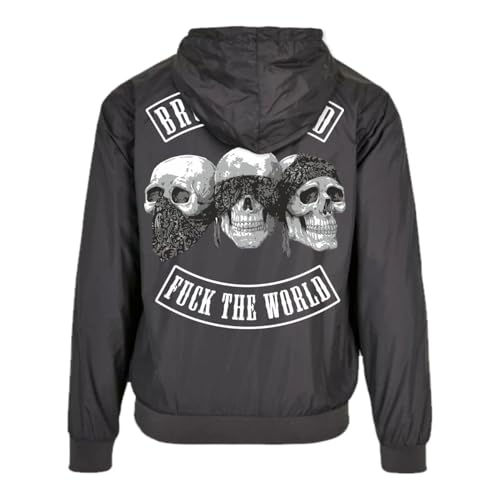 Spaß Kostet Herren Windbreaker Regenjacke MC Club Patch Totenkopf Windjacke mit Kapuze Größe S - 5XL von Spaß Kostet
