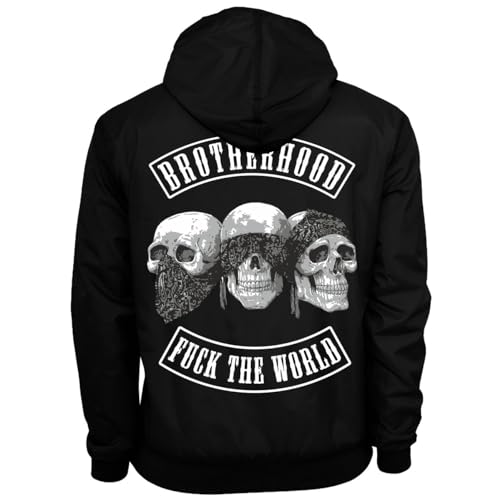 Spaß Kostet Herren Windbreaker Regenjacke MC Club Patch Totenkopf Windjacke mit Kapuze Größe S - 5XL von Spaß Kostet