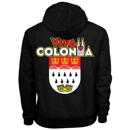 Spaß Kostet Herren Windbreaker Regenjacke VIVA COLONIA Köln Windjacke mit Kapuze Karneval Größe S - 5XL von Spaß Kostet