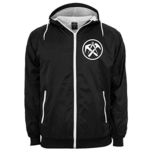 Spaß Kostet Herren Windbreaker Regenjacke mit Kapuze Dachdecker Zeichen Logo Arbeitsjacke von Spaß Kostet