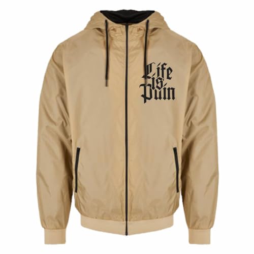 Spaß Kostet Herren Windrunner Regenjacke Life is Pain BLACK mit Kapuze windbreaker von Spaß Kostet