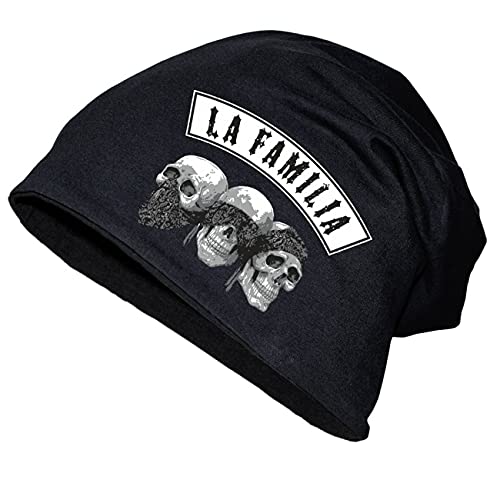 Spaß Kostet Long Beanie Mütze La Familia Skulls Patch Größe XS-XXL von Spaß Kostet