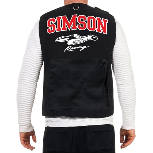 Spaß Kostet Männer Jungs Weste mit vielen Taschen Simson Racing Moped DDR Motorrad von Spaß Kostet