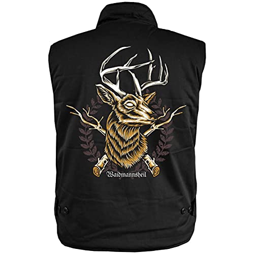 Spaß Kostet Männer Ranger Weste mit Futter Jäger Hirsch Wappen Waidmannsheil (mit Rückendruck) Größe S - 5XL von Spaß Kostet