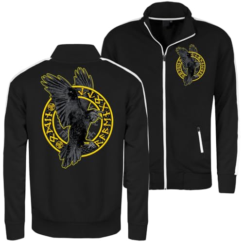 Spaß Kostet Männer Trainingsjacke Sweatjacke mit Streifen Odin Rabengott Vikingwear Gym von Spaß Kostet