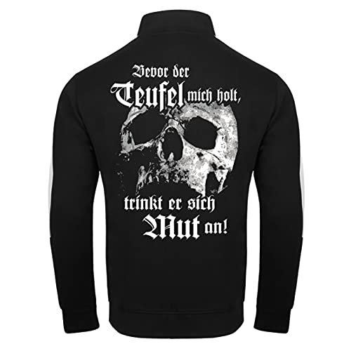 Spaß Kostet Männer Trainingsjacke Totenkopf Motiv Bevor der Teufel mich holt Heavy Metal von Spaß Kostet
