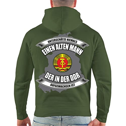Spaß Kostet Männer und Herren Kapuzenpullover Unterschätze nie einen Alten Mann aus der DDR (mit Rückendruck) Größe S - 5XL von Spaß Kostet