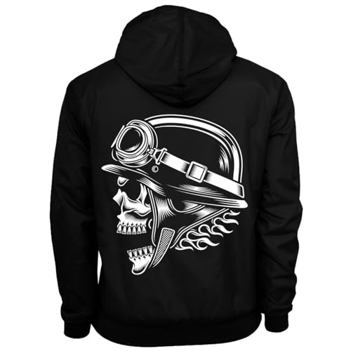 Spaß Kostet Männer & Herren Windbreaker Regenjacke Biker Motorrad Totenkopf Windjacke mit Kapuze Größe S - 5XL von Spaß Kostet