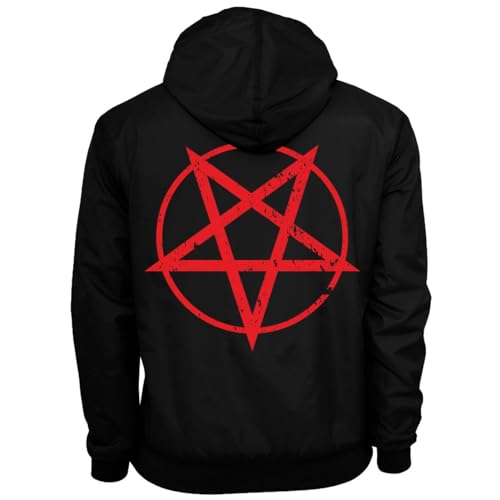 Spaß Kostet Männer & Herren Windbreaker Regenjacke PENTAGRAMM Windjacke mit Kapuze Metal Satan 666 Größe S - 5XL von Spaß Kostet