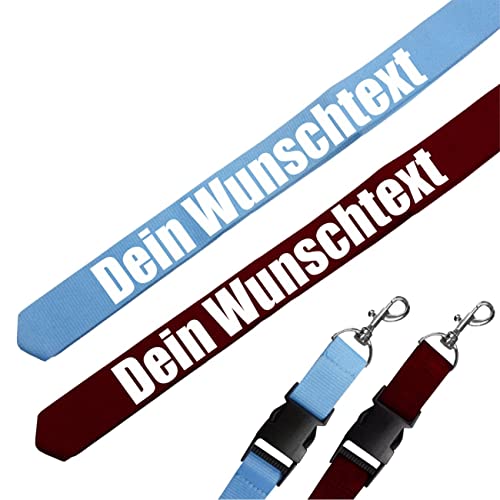 Spaß Kostet Schlüsselband lang HELLBLAU oder WEINROT mit Text Name moderne Schriftart wunschtext von Spaß Kostet