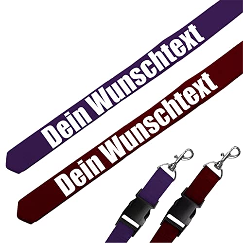 Spaß Kostet Schlüsselband lang WEINROT oder LILA mit Text Name moderne Schriftart wunschtext wunschname von Spaß Kostet