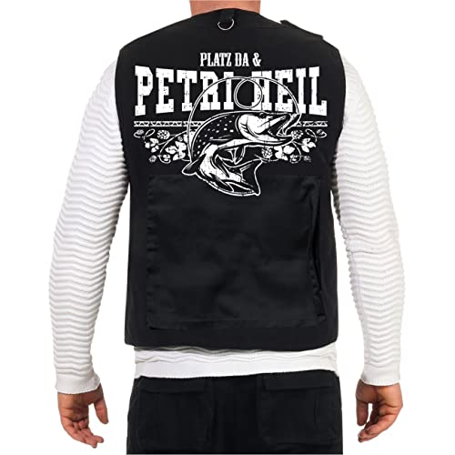 Spaß Kostet Weste mit vielen Taschen ANGLER Platz da und Petri Heil Größe S - 7XL von Spaß Kostet