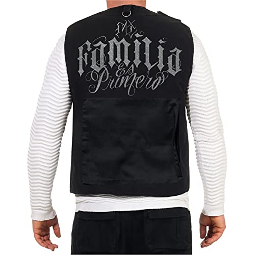 Spaß Kostet Weste mit vielen Taschen La Familia FCK Mi Familia es Primero en plata Größe S - 7XL von Spaß Kostet