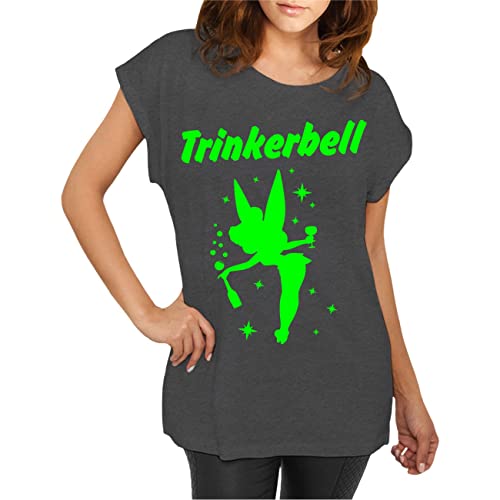 T-Shirt Damen Mädchen Trinkerbell NEONGRÜN Longshirt von Spaß Kostet