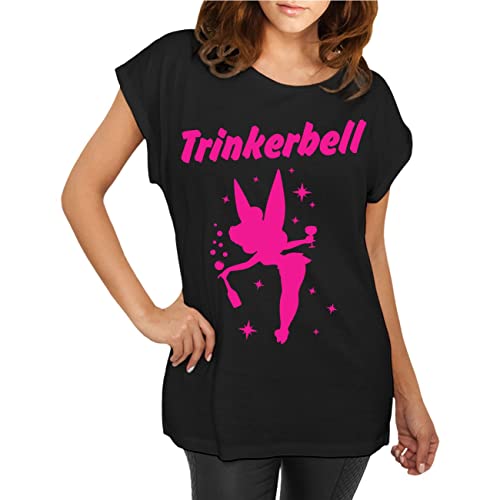 T-Shirt Damen Mädchen Trinkerbell NEONGRÜN Longshirt von Spaß Kostet