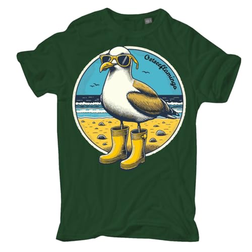 Übergrößen 3XL bis 8XL T-Shirt Ostseeflamingo Coole Möwe Küste Meer Urlaub von Spaß Kostet